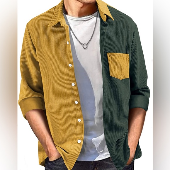 Other - BRAND NEW MENS COLORBLOCK CASUAL BUTTON DOWN CORDUROY OVERSHIRT NWT